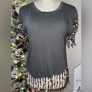 The Westside California grey beaded womens baby T. Size XS